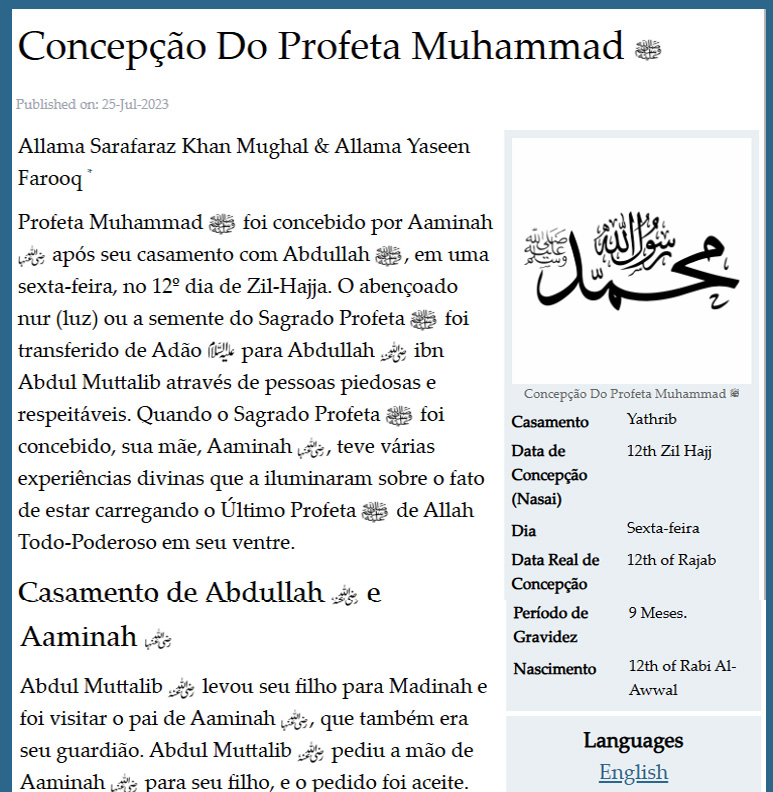 Concepção Do Profeta Muhammad